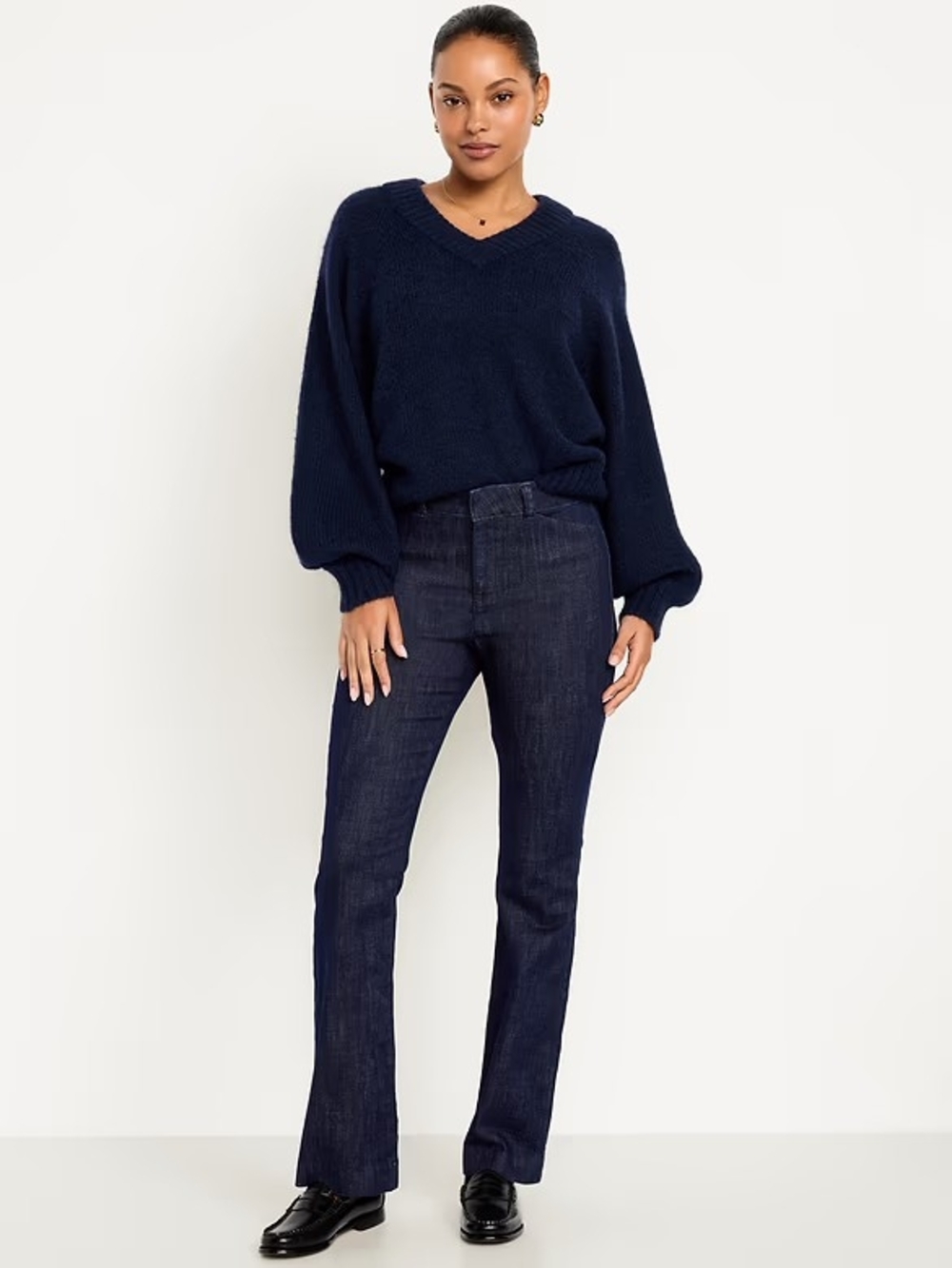 High-Waisted Pixie Flare Pants, Dark Wash